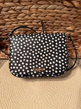 kate spade Black and White Polka Dot Crossbody hand Bag purse